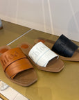 Chloe Woody Leather Slides