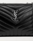 YSL Medium Quilted Leather Lou Lou Black & Sliver