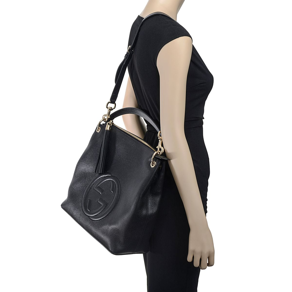 Gucci soho large cheap leather hobo bag black